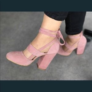 Faux suede heels
